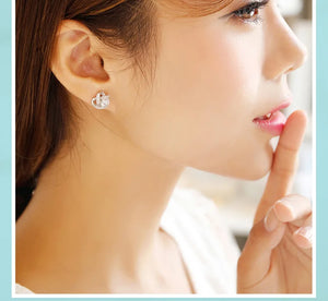 925 Silver Clover Stud Earrings Women's Style Girl Gift