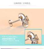 925 Silver Clover Stud Earrings Women's Style Girl Gift