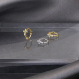 925 Silver CZ Cross Hoop Earrings Women Huggies