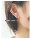 925 Silver CZ Cross Hoop Earrings Women Huggies
