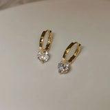 925 Silver CZ Round Pendant Hoop Earrings for Women