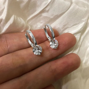 925 Silver CZ Round Pendant Hoop Earrings for Women