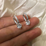 925 Silver CZ Round Pendant Hoop Earrings for Women
