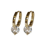 925 Silver CZ Round Pendant Hoop Earrings for Women