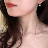 925 Silver CZ Round Pendant Hoop Earrings for Women