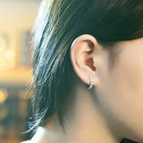 925 Silver CZ Round Pendant Hoop Earrings