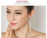 925 Silver CZ Square Wedding Dangle Earrings For Women