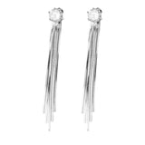 925 Silver CZ Square Wedding Dangle Earrings For Women