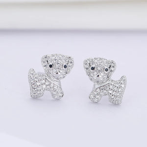 925 Sterling Silver Puppy Stud Earrings For Women