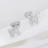 925 Sterling Silver Puppy Stud Earrings For Women