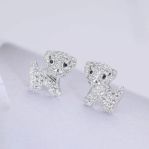 925 Sterling Silver Puppy Stud Earrings For Women