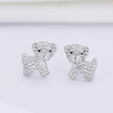 925 Sterling Silver Puppy Stud Earrings For Women
