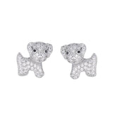 925 Sterling Silver Puppy Stud Earrings For Women