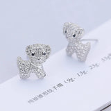 925 Sterling Silver Puppy Stud Earrings For Women