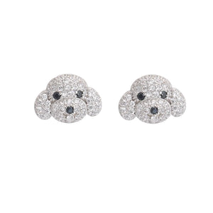 925 Silver Puppy Stud Earrings Women Lady Jewelry