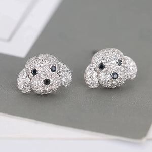 925 Silver Puppy Stud Earrings Women Lady Jewelry