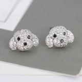 925 Silver Puppy Stud Earrings Women Lady Jewelry
