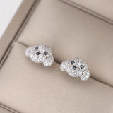 925 Silver Puppy Stud Earrings Women Lady Jewelry