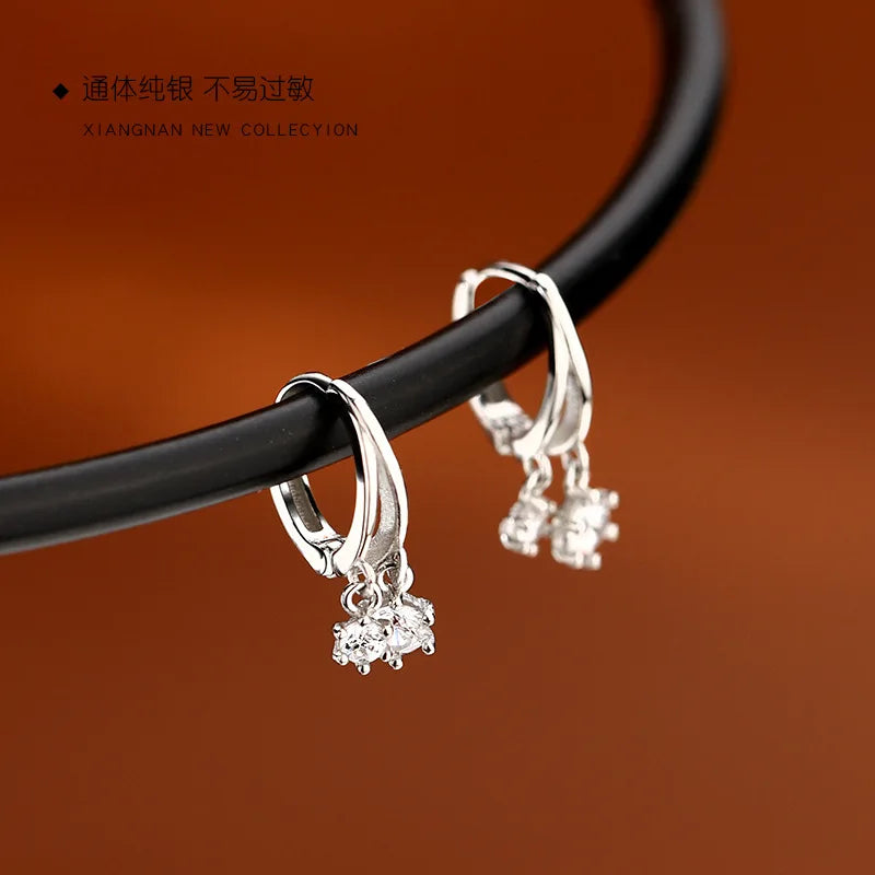 925 Silver Chain Earrings Zircon Jewelry Gift