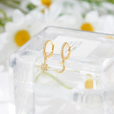 925 Silver Earrings Zircon Star Moon Drop Earrings For Women Gift Jewelry
