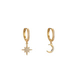 925 Silver Earrings Zircon Star Moon Drop Earrings For Women Gift Jewelry