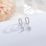 925 Silver Earrings Zircon Star Moon Drop Earrings For Women Gift Jewelry