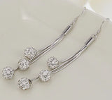 925 Silver Ball Tassel Dangle Earrings Party Jewelry
