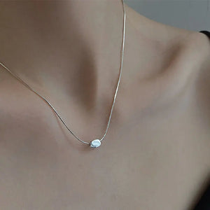 925 Silver Geometric Square Necklace for Women Adjustable Chain