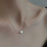 925 Silver Geometric Square Necklace for Women Adjustable Chain