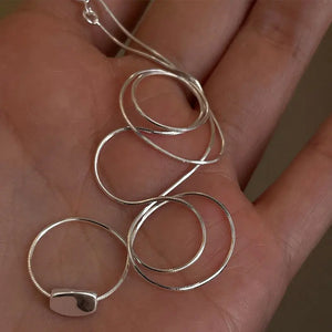 925 Silver Geometric Square Necklace for Women Adjustable Chain