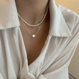 925 Silver Geometric Square Necklace for Women Adjustable Chain