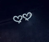 925 Silver Heart zircon Earrings Women Lady Jewelry
