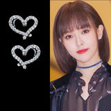 925 Silver Heart zircon Earrings Women Lady Jewelry