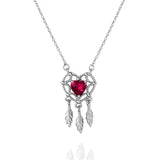 925 Silver Necklace Heart Pendant Red Short Clavicle Necklace for Women