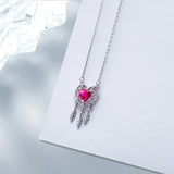 925 Silver Necklace Heart Pendant Red Short Clavicle Necklace for Women