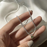 925 Silver CZ Geometric Necklace Clavicle Chain Jewelry