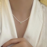 925 Silver CZ Geometric Necklace Clavicle Chain Jewelry