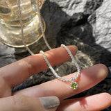 925 Silver CZ Geometric Necklace Clavicle Chain Jewelry