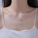 925 Silver Geometric CZ Necklace Clavicle Chain