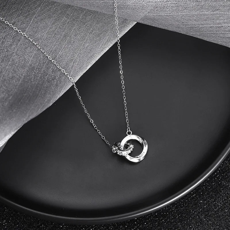 925 Silver Geometric CZ Necklace Clavicle Chain