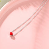 925 Silver Red Heart Necklace Pendant For Women
