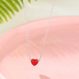 925 Silver Red Heart Necklace Pendant For Women