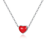 925 Silver Red Heart Necklace Pendant For Women