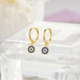 925 Silver CZ Eyes Hoop Earrings For Women Party