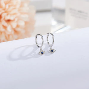 925 Silver Micro CZ Eyes Hoop Earrings Ear Jewelry Women Party