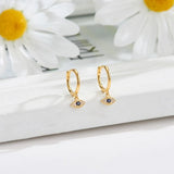 925 Silver Micro CZ Eyes Hoop Earrings Ear Jewelry Women Party