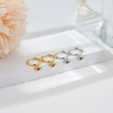 925 Silver Micro CZ Eyes Hoop Earrings Ear Jewelry Women Party