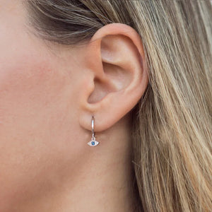 925 Silver Micro CZ Eyes Hoop Earrings Ear Jewelry Women Party
