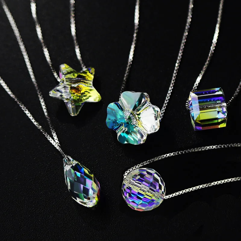 925 Silver Crystal Choker Necklace for Women