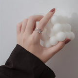 925 Silver Zircon Open Branch Leaf Adjustable Ring Wedding Party Jewelry